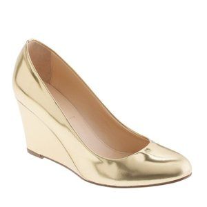 J. Crew Gold Martina Metallic Wedge Heel Size 7